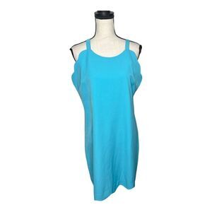 SUNSET & SWEET TEA Sky Blue Scalloped Dress. Size Large